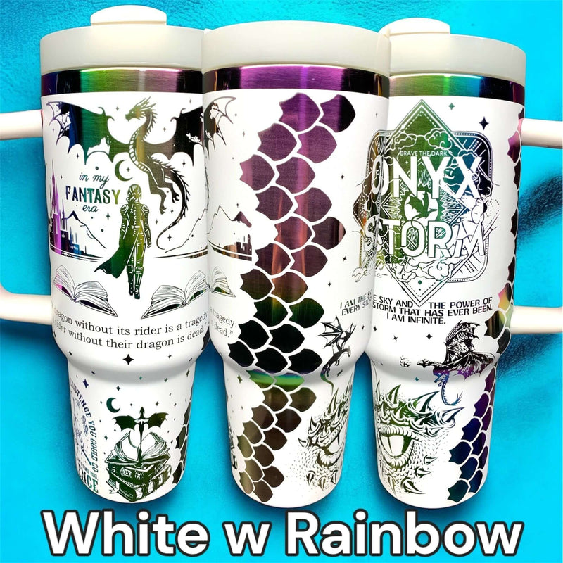 Onyx Storm Fourth Wing Tumbler Laser-Engraved Insulated Cup Gift