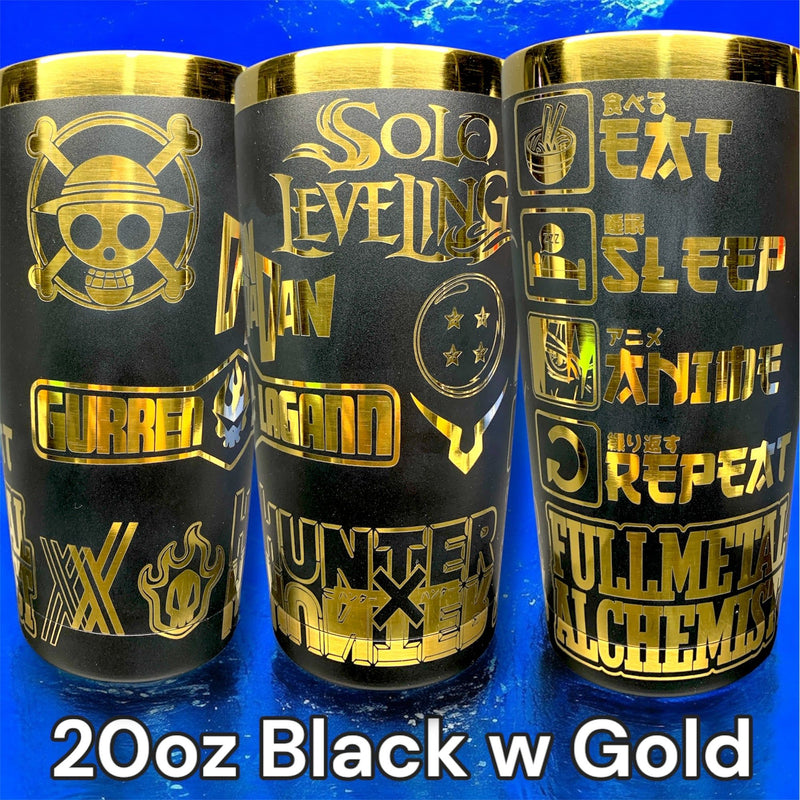 Eat Sleep Anime Repeat Tumbler Laser-Engraved Insulated Cup Gift