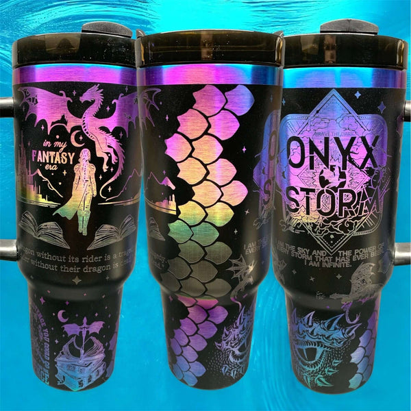 Onyx Storm Fourth Wing Tumbler Laser-Engraved Insulated Cup Gift