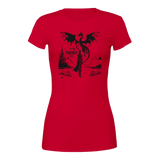 In My Fantasy Era premium red women's crewneck T-shirt featuring a mystical design with a dragon and fantasy elements.