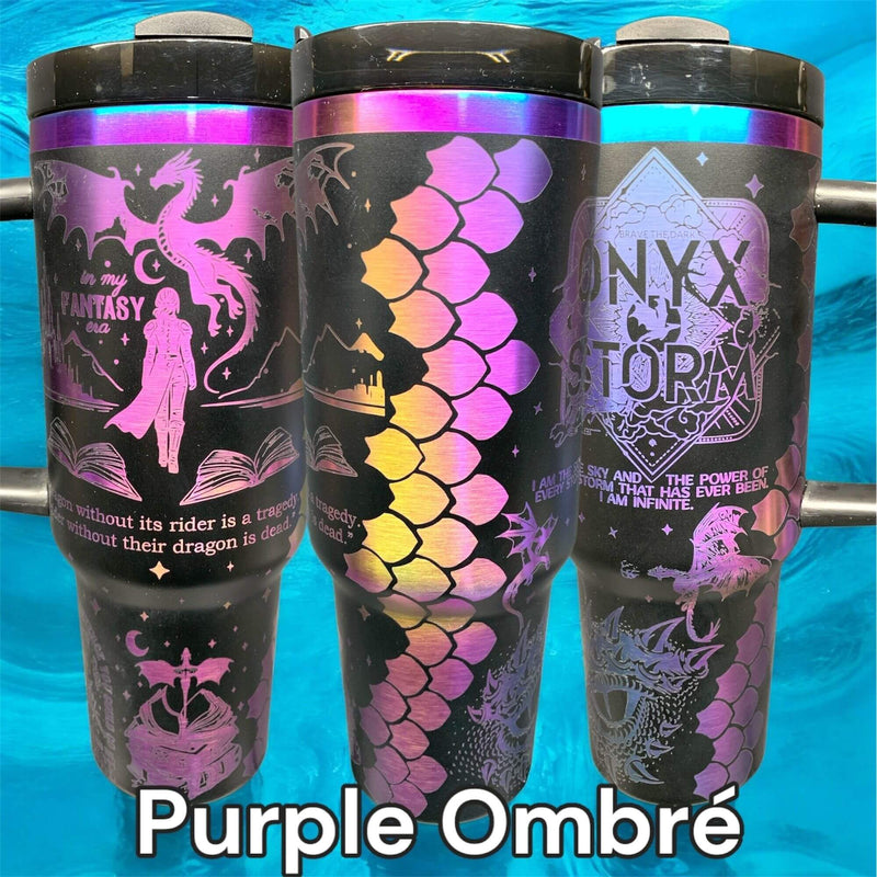 Onyx Storm Fourth Wing Tumbler Laser-Engraved Insulated Cup Gift