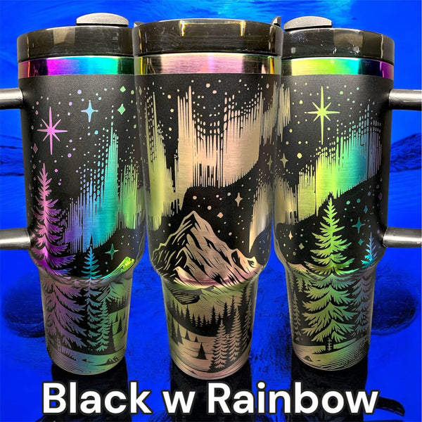 Northern Lights Tumbler Laser-Engraved Insulated Cup Gift
