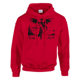In My Fantasy Era unisex pullover hoodie in red with dragon and fantasy design, perfect for comfortable casual wear.