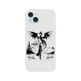 In My Fantasy Era Flexi phone case featuring a dragon and fantasy elements, transparent shell with flexible design.