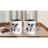 In My Fantasy Era white ceramic mug with colored inside, perfect for coffee or hot beverages, microwave and dishwasher safe.