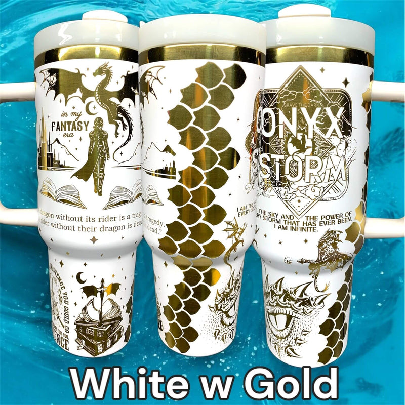 Onyx Storm Fourth Wing Tumbler Laser-Engraved Insulated Cup Gift
