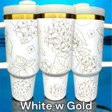 Hydrangea Flower Loving Tumbler Laser-Engraved Insulated Cup Gift