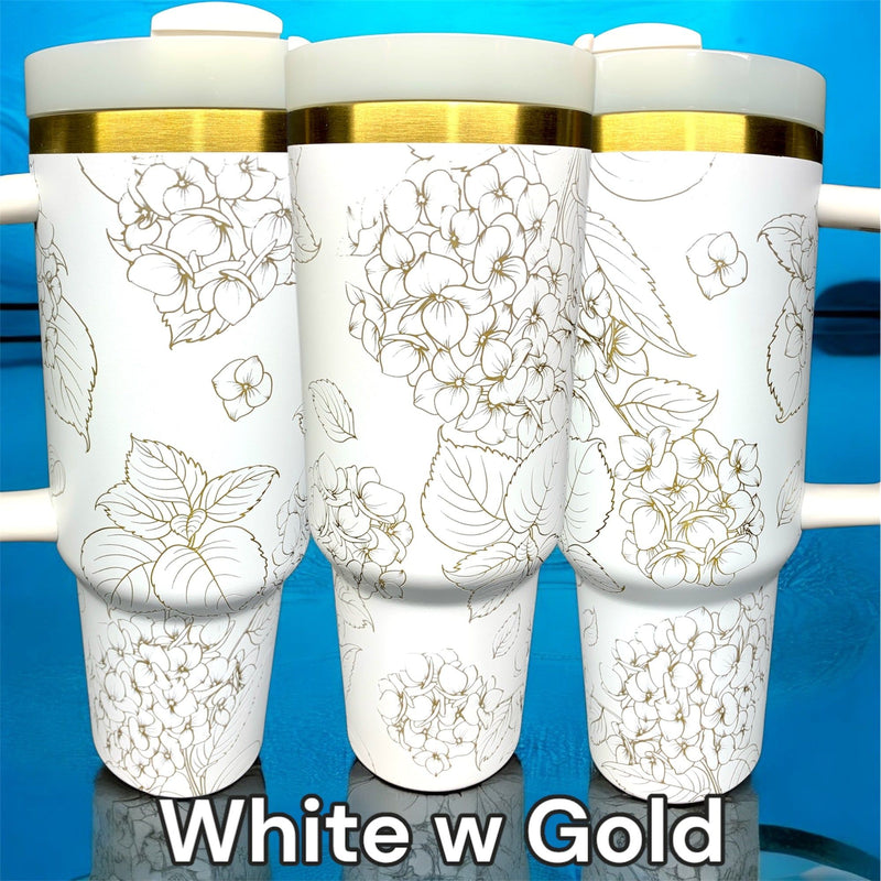 Hydrangea Flower Loving Tumbler Laser-Engraved Insulated Cup Gift