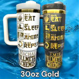 Eat Sleep Anime Repeat Tumbler Laser-Engraved Insulated Cup Gift