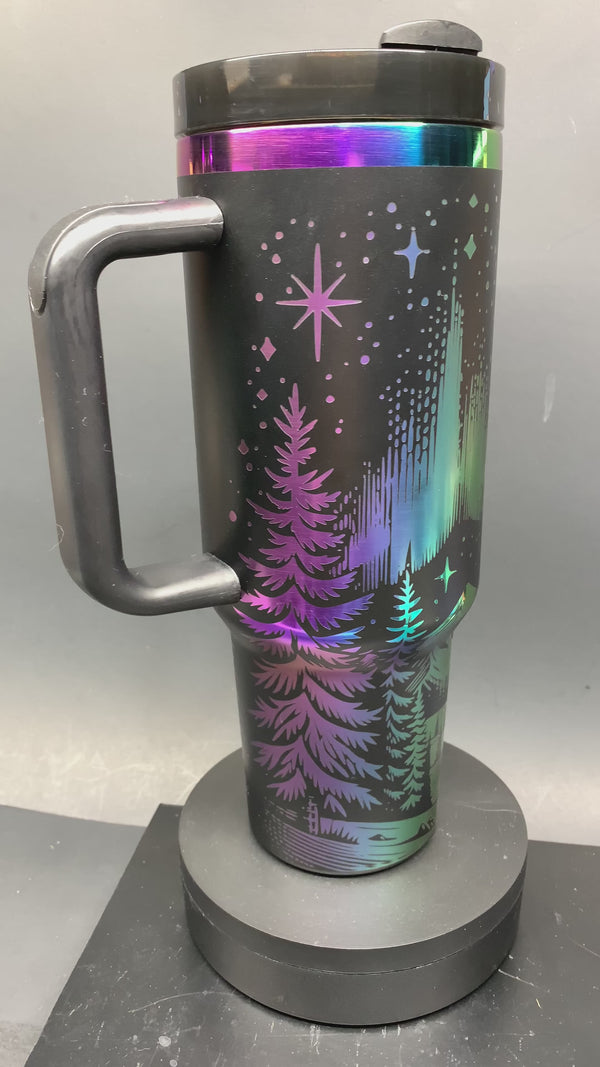 Northern Lights Tumbler Laser-Engraved Insulated Cup Gift