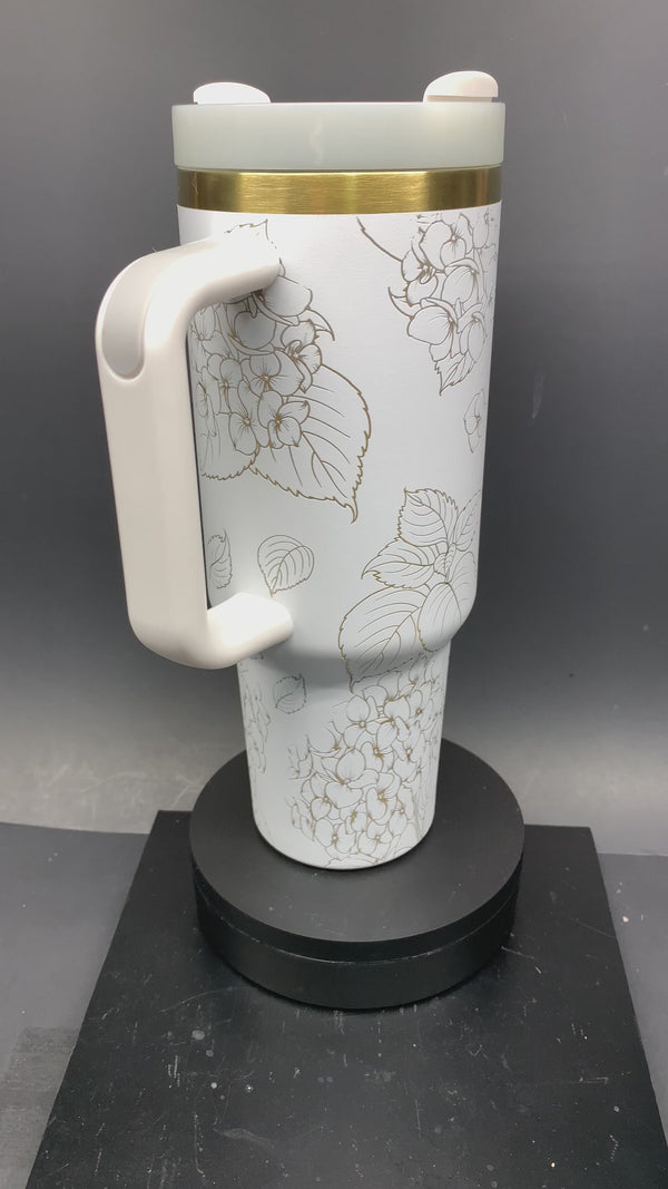 Hydrangea Flower Loving Tumbler Laser-Engraved Insulated Cup Gift